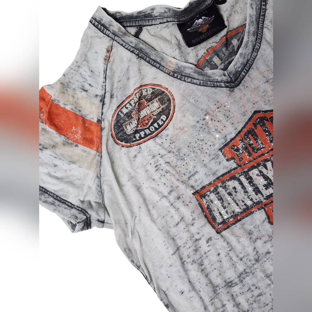 Vintage Harley Davidson Motercycles Gray & Orange Tee - Picture 7 of 9